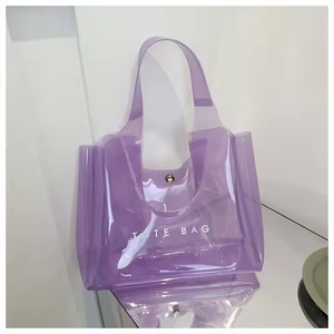 Elegante bolso de mano de PVC naranja con cierre de botón, logotipo personalizado y diseño de gelatina transparente, bolso de moda para compras de regalos - Product Image 2