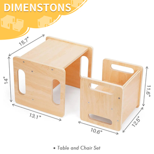 Customized Handmade Solid Wood Design Weaning Table and <b>Chair</b> Set, Set <b>Reading</b> Suitable for Toddlers - Product Image 2
