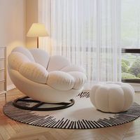Pouf en bois de forme citrouille au design moderne, chaise confortable de haute qualité pour salon, chambre, salle à manger, ou comme chaise longue de détente
