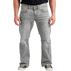 Men's <b>Spring</b> Vintage Washed Bootcut Denim Jeans-Regular Fit Streetwear Hip Hop Knitted Breathable Long Pants - Product Image 3