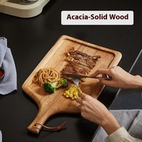 Assiette jetable élégante en bois d'acacia pour steak, plateau de service occidental, idéale pour la table et le service de pizzas