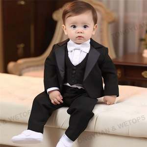 Vêtements personnalisés pour bébé garçon, ensemble <span class=keywords><strong>de</strong></span> 5 pièces, costumes <span class=keywords><strong>de</strong></span> smoking formels sans queue, tenues <span class=keywords><strong>de</strong></span> baptême <span class=keywords><strong>de</strong></span> mariage - Product Image 4