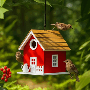 Klassieke Houten Vogelhuis Waterdichte Shingle Dak Nestkast In Blauw Opknoping Voor Gebruik Buitenshuis - Product Image 5