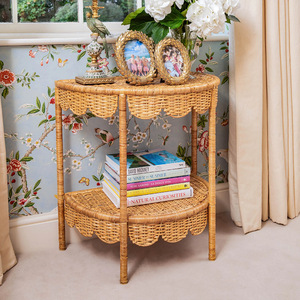 Table de rangement en rotin à 2 niveaux, étagère sur pied pour salon, pour livres et décorations - Product Image 1