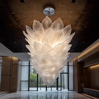 Lustre en cristal de plume de feuille de hall d'hôtel d'éclairage d'ingénierie de couloir administratif de réception de club
