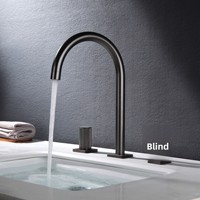 Robinet de salle de bain moderne et simple à trois trous, eau chaude et froide, double commande, avec cartouche céramique, gris, or rose, cuivre