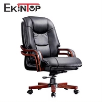 Fauteuil de Bureau de Direction Ergonomique Pivotant en Cuir PU Ekintop, Siège Visiteur et Gérant de Fabrication Noir