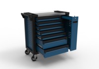 Chariot à outils professionnel pour atelier, armoire à outils roulante à 7 tiroirs avec dessus en acier inoxydable et porte latérale verrouillable