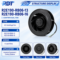 Nouveau ventilateur centrifuge AC R2E190-RB06-16 190 mm 230 VCA 450 m³/h à pales courbées arrière haute vitesse pour système d'inversion et de ventilation