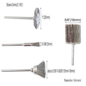Lot de 69 mini-brosses abrasives avec tige de 3 mm, roues de polissage en acier pour outils de perçage et ébavurage - Product Image 2