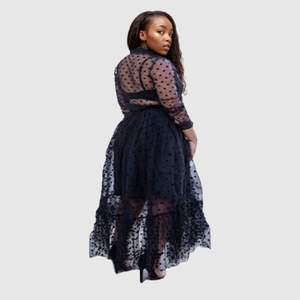 ชุดเดรสผู้หญิงสีดำเซ็กซี่แบบซีทรูแขนยาวดีไซน์โปร่งใส - Product Image 2