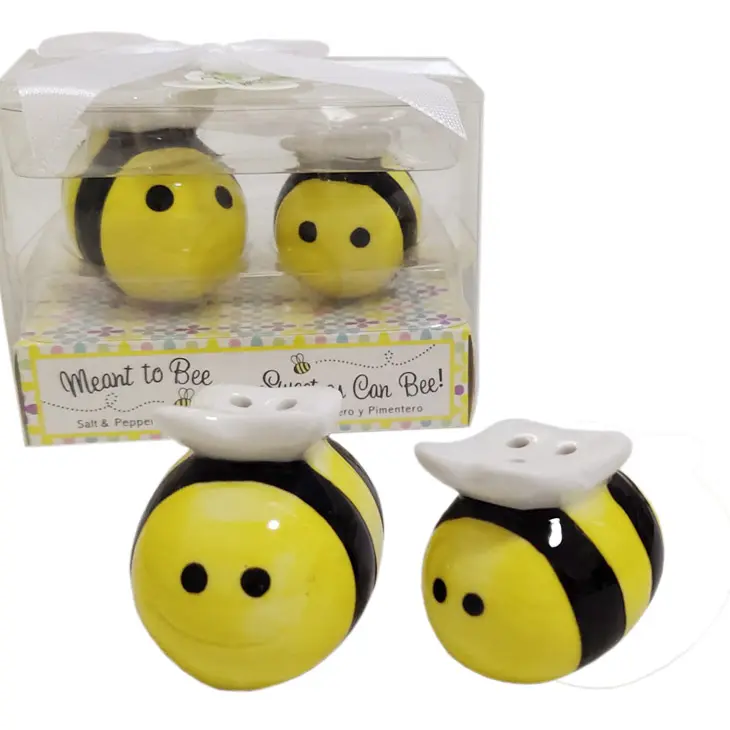 YwBeyond ceramic bee salt and pepper shaker favors and gifts for baby showers baby baptism christening party giveaways