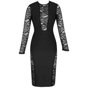 New Sexy Hollow Out Women Black Dainty paillettes impreziosito Sheer Mesh Vestidos Sexy bende di pizzo <span class=keywords><strong>abito</strong></span> <span class=keywords><strong>manica</strong></span> <span class=keywords><strong>lunga</strong></span> - Product Image 5