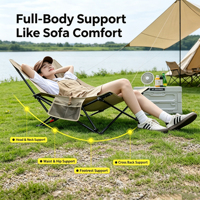 Fauteuil inclinable pliable grand format rembourré à 4 positions réglables avec sac de transport et poche latérale, portable pour extérieur et plage