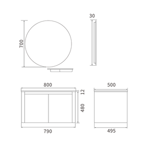 Meuble-lavabo mural en <span class=keywords><strong>bois</strong></span> massif au design moderne, taille standard, avec miroir LED et <span class=keywords><strong>armoire</strong></span> <span class=keywords><strong>à</strong></span> <span class=keywords><strong>pharmacie</strong></span>, garantie 5 ans, robinet inclus - Product Image 5