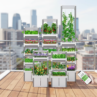 Kit de jardinage aquaponique, système d'agriculture urbaine, armoire à plantes compacte pour l'intérieur, couleur blanc + gris, puissance 180W, hauteur 220cm