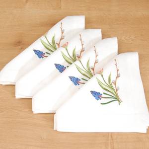 Servilletas de lino blanco monograma bordado hemstitch algodón Lino servilleta pañuelo tela servilleta de tela manteles individuales para <span class=keywords><strong>boda</strong></span> - Product Image 4