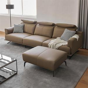 Italian Minimalist Genuine Leather <b>Sofa</b> Top Layer Cowhide Designer Luxury Small Living Room Chaise <b>Lounge</b> Corner Set - Product Image 1