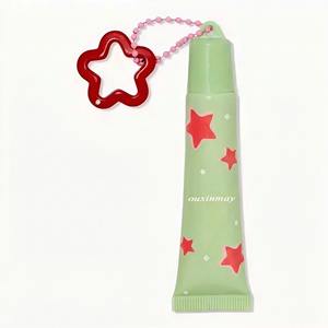 Tubo de brillo labial de plástico rosa de 15 ml para esencia, tubo cosmético para lápiz labial con cadena de cuentas perforadas, tubos de brillo labial con dijes - Product Image 4