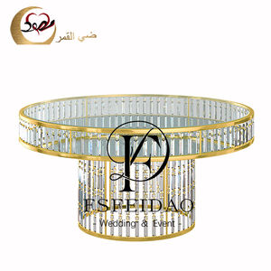 Luxury Golden Stainless Steel Frame Round Dining Room Event Wedding Party <b>Tables</b> Crystal <b>Side</b> - Product Image 6