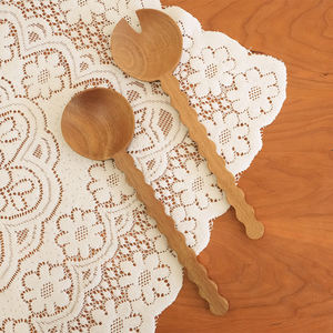 Natural House Serie festoneado Utensilios de cocina Tenedor y cuchara Mango largo Servidores de ensalada Set - Product Image 4