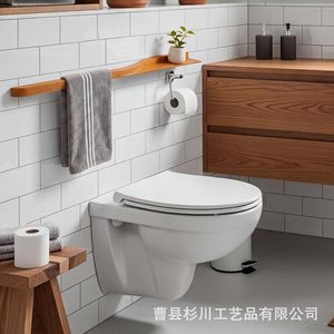 Wall Mounted <b>Bamboo</b> <b>Towel</b> Rack Organizer Shelf Rustic Design For Bathroom - Product Image 5
