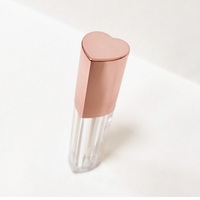 Tubes de gloss à lèvres de 5 ml, forme de cœur mignonne, rose doré, flacon vide en plastique pour gloss à lèvres, emballage, contenants pour gloss à lèvres