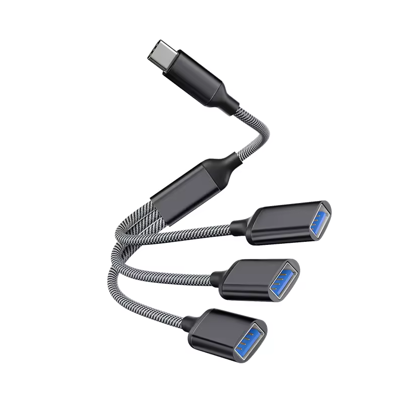 Type-C mâle vers USB femelle *3 (Noir)