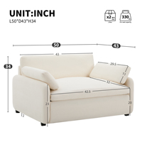 Canapé simple en chenille 50*43 pouces, siège large et profond, fauteuil rembourré moderne et confortable, canapé-lit avec coussins pour salon