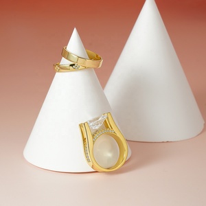 Изысканные роскошные кольца из стерлингового серебра 925 пробы с позолотой, крупным цирконом, массивным толстым ободком, для свадьбы и вечеринок, ювелирные украшения - Product Image 2