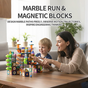 AUSMA STEM - Juego de Bloques de Construcción Magnéticos de Plástico, Pista de Canicas, Juguete Educativo para Niños de 4 a 6 Años, Paquete Individual, OEM - Product Image 5