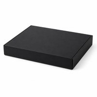 Boîte cadeau pliable A4 noire extra plate avec couvercle à charnière, profil bas, pour emballage de détail, cadeaux saisonniers, commandes personnalisées, présentation