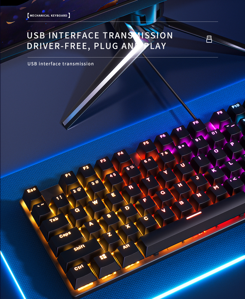 Best RGB Wired Keyboard Brown Black Cyan Axis 104 Keys Mechanical Gaming Keyboard