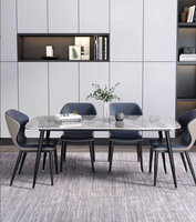 Ensemble de table à manger au design moderne, 4 à 6 chaises, table rectangulaire en pierre frittée, ensemble de table à manger moderne