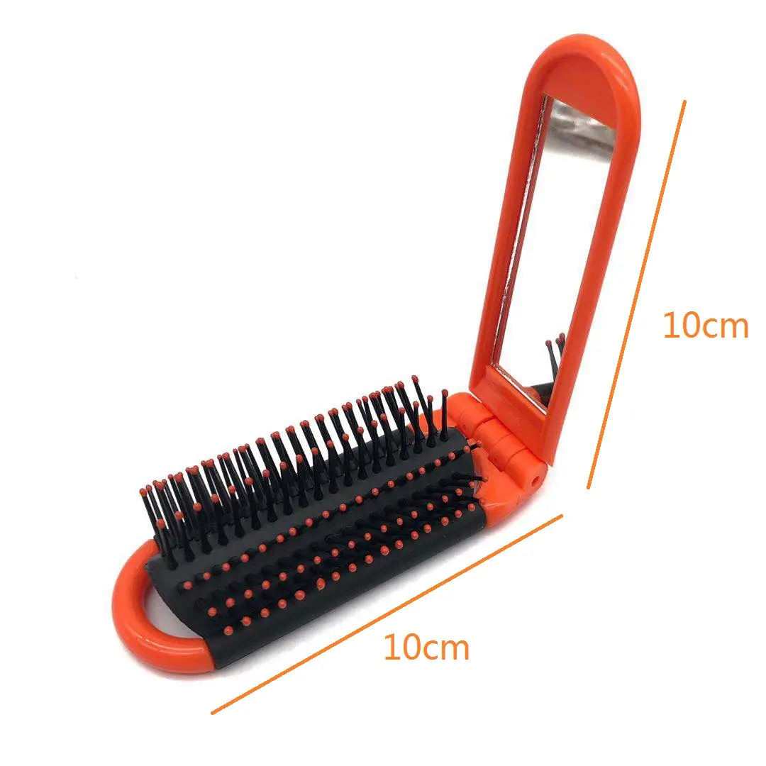 Bingkai Cermin Saku dengan Sisir Sikat Rambut Portabel Mini Lipat Nilon 30 Hari 500 Buah 10.5Cm * 4Cm * 2Cm Bingkai ABS + Tpr + Pin Nilon