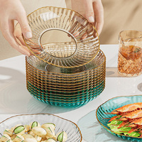 Assiette à dessert YUSHUN de 6 pouces, écologique, à bord doré, luxueuse, réutilisable, incassable, transparente, couleurs personnalisées, logo personnalisé