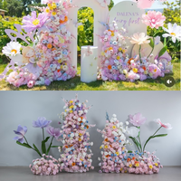 Composition florale artificielle rose et violette en rangée pour mariage, anniversaire, fête prénatale, décoration de scène et arche