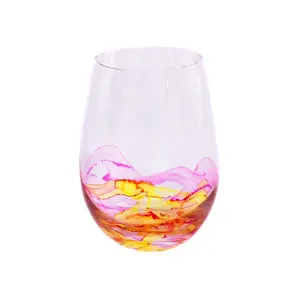 Партия используется художественный случайный цвет вина Stemless стеклянная чашка
