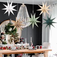 Vente en gros de lanternes en papier de 30cm décoration de fête de Noël étoiles suspendues en papier faites à la main ornement étoile en papier pour la décoration de la maison