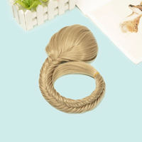 LONGFOR Postiche Chignon Queue de Cheval Tressé en Fibre Synthétique Haute Température, Effet Queue de Poisson, avec Cordon de Serrage