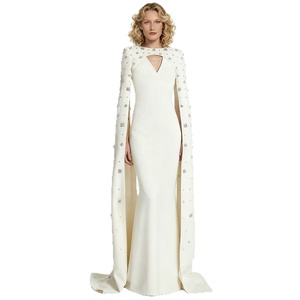 Robe <span class=keywords><strong>longue</strong></span> de <span class=keywords><strong>soirée</strong></span> élégante pour femme OUDINA, de haute qualité, ornée de perles et de diamants, avec manches cape longues - Product Image 2
