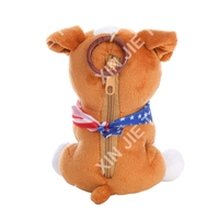 Nouveau design, porte-clés en peluche chien dessin animé, chiot assis marron et blanc, taille personnalisée, pour sac