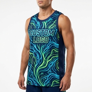 Camiseta de Baloncesto Personalizada con Logotipo, 100% Poliéster, Nueva, de Calidad, Unisex, Sin Mangas, Transpirable, con Estampado Neón, para Todas las Temporadas - Product Image 1