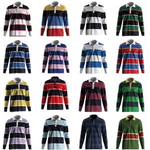 Camisa de Rugby a Rayas de Manga Larga con Cuello Polo para Hombre, Corte Clásico, para Uso Diario y Entrenamiento - Product Image 6