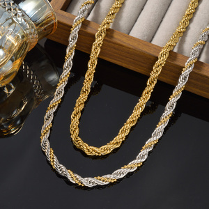 Collares de Moda Finos de Acero Inoxidable con Baño de Oro de 18k, Cadena de Eslabones Brillantes con Cuentas Pequeñas Espaciadas, Ideales para Bodas, Venta al por Mayor - Product Image 1