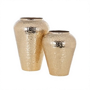 Ensemble de 2 vases à fleurs en laiton de qualité supérieure, différentes tailles, couleur or, pour mariage, écologiques, logo personnalisé - Product Image 1