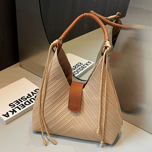 2025 dames tricoté sous les bras sac à main grande capacité sac à bandoulière décontracté avec Style urbain Simple pliable et boucle magnétique - Product Image 1