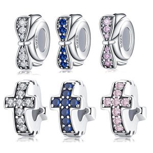 สร้อยข้อมือเงินแท้ S925 ประดับจี้รูปกากบาทประดับเพชรซิคอนสีขาวใส พร้อมตัวล็อคแบบละเอียด สำหรับทำเครื่องประดับแฟชั่น DIY - Product Image 1