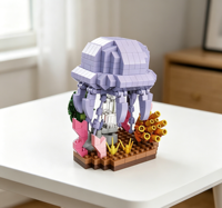 Ensemble de blocs de construction animaux marins (Raie diable, Méduse, Orca) – Mini jouet d'assemblage DIY, modèle créatif, décoration de bureau, cadeau