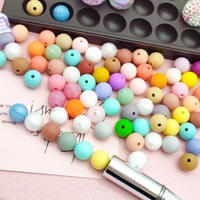 S1026 50 piezas/bolsa Cuentas de silicona redondas de 15 mm de grado alimenticio, populares, para mordedores DIY, soporte de chupete y cadena de chupete